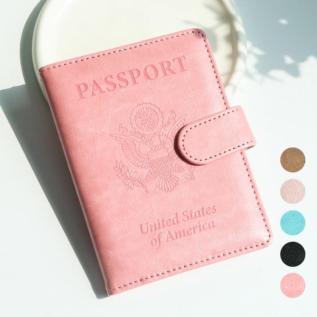 Custodia per passaporto Regalo da viaggio Porta carte di vaccino degli Stati Uniti Combo Portafoglio per passaporto con blocco RFID in pelle