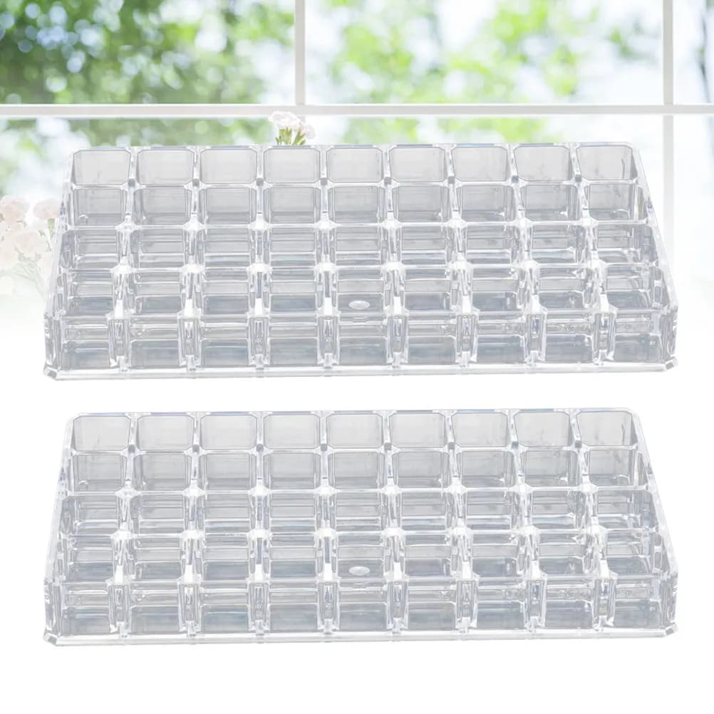 2Pcs Premium Acrylic Transparent Storage Case Lipstick Holder Organizer Jewelry Display Box Desk Dresser Counter