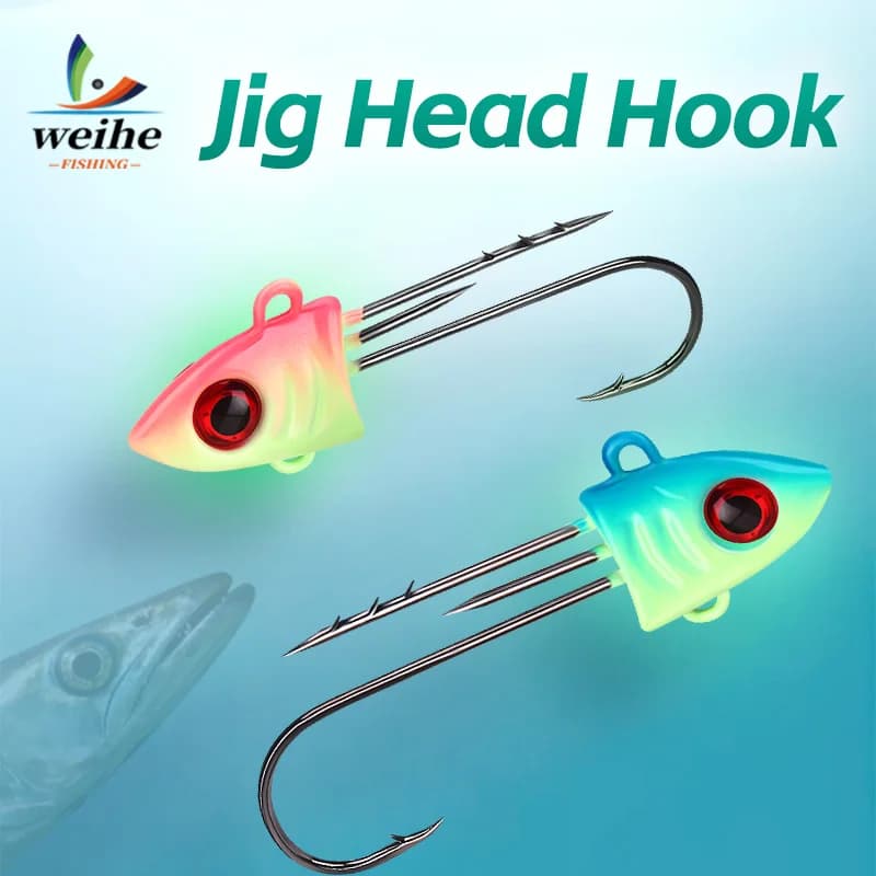 WEIHE 1pcs 5g 7g 10g 13g 16g 20g 3Colors Jig Head Hook Luminous Lead Head Barbed Hook for Long Casting Fishing Hooks