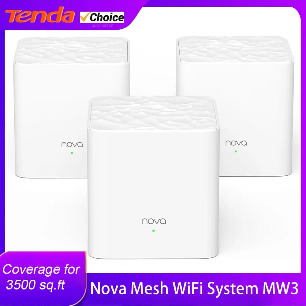 Sistema WiFi Tenda Nova Mesh (MW3)-Fino a 3500 piedi quadrati Router WiFi e prolunga di copertura per tutta la casa Router mesh AC1200 sostitutivo