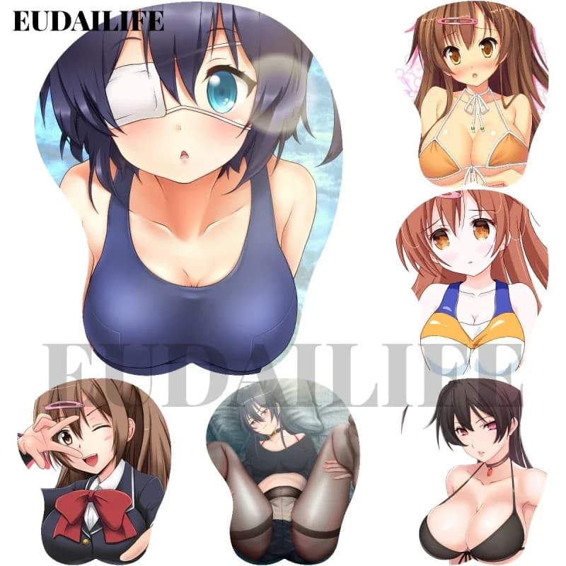Love Chunibyo e altre delusioni Rikka Tappetino per mouse 3D Poggiapolsi per mano Tappetino per mouse Tappetino per mouse in silicone Oppai Tappetino per mouse morbido Lavoro d'ufficio