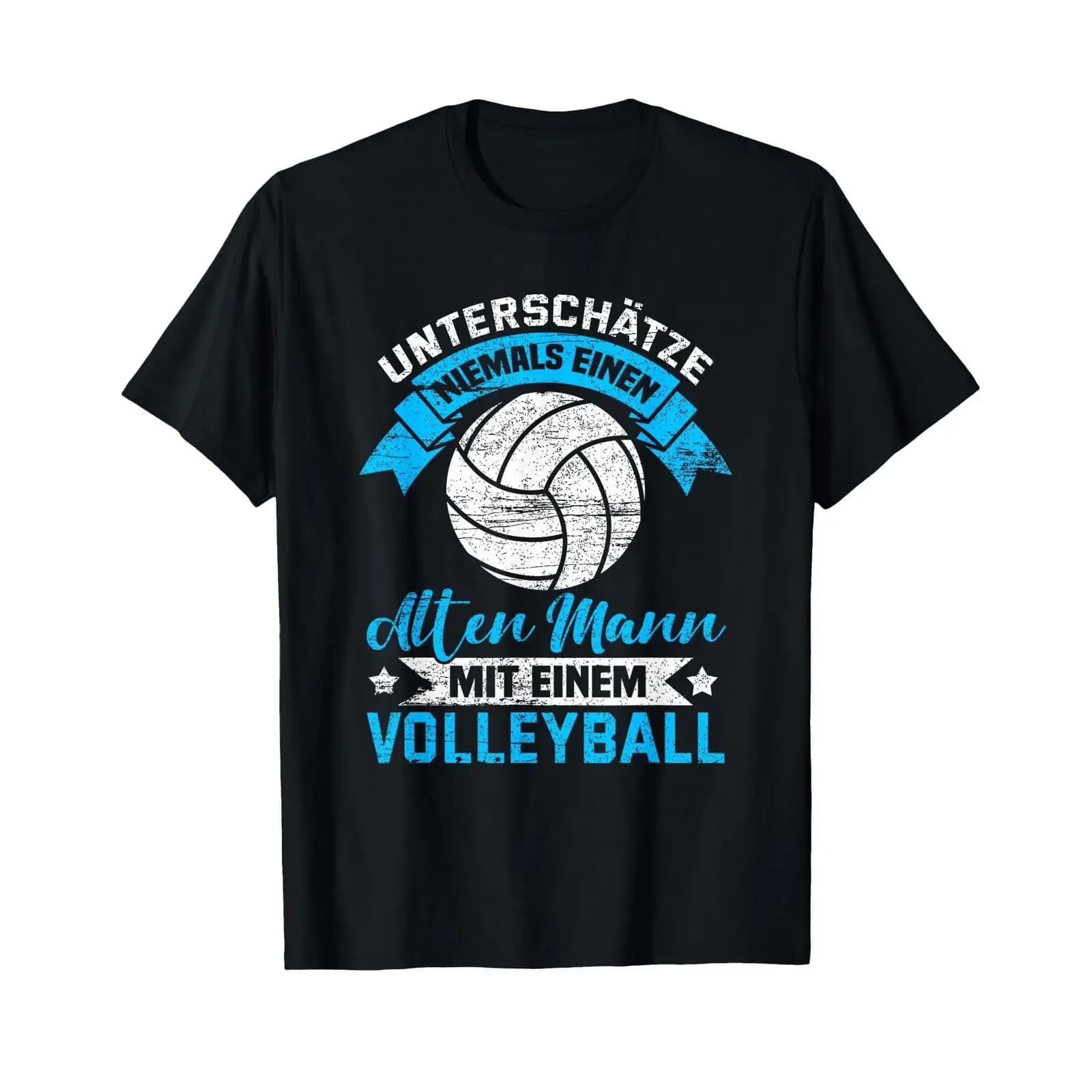 Funny Volleyball Men's T Shirt Never Underestimate an Old Man vintage Washed Versatile streetwear fashion Stretched homme
