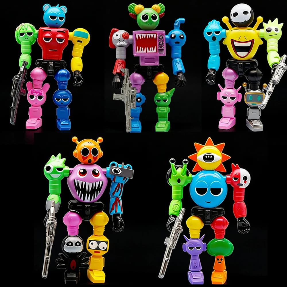 Figure di Gioco Sprunki, Robot Assemblabili, Modellini da Scrivania, Decorazioni, Bambole, Giocattoli per Bambini, Regali per Feste Natalizie
