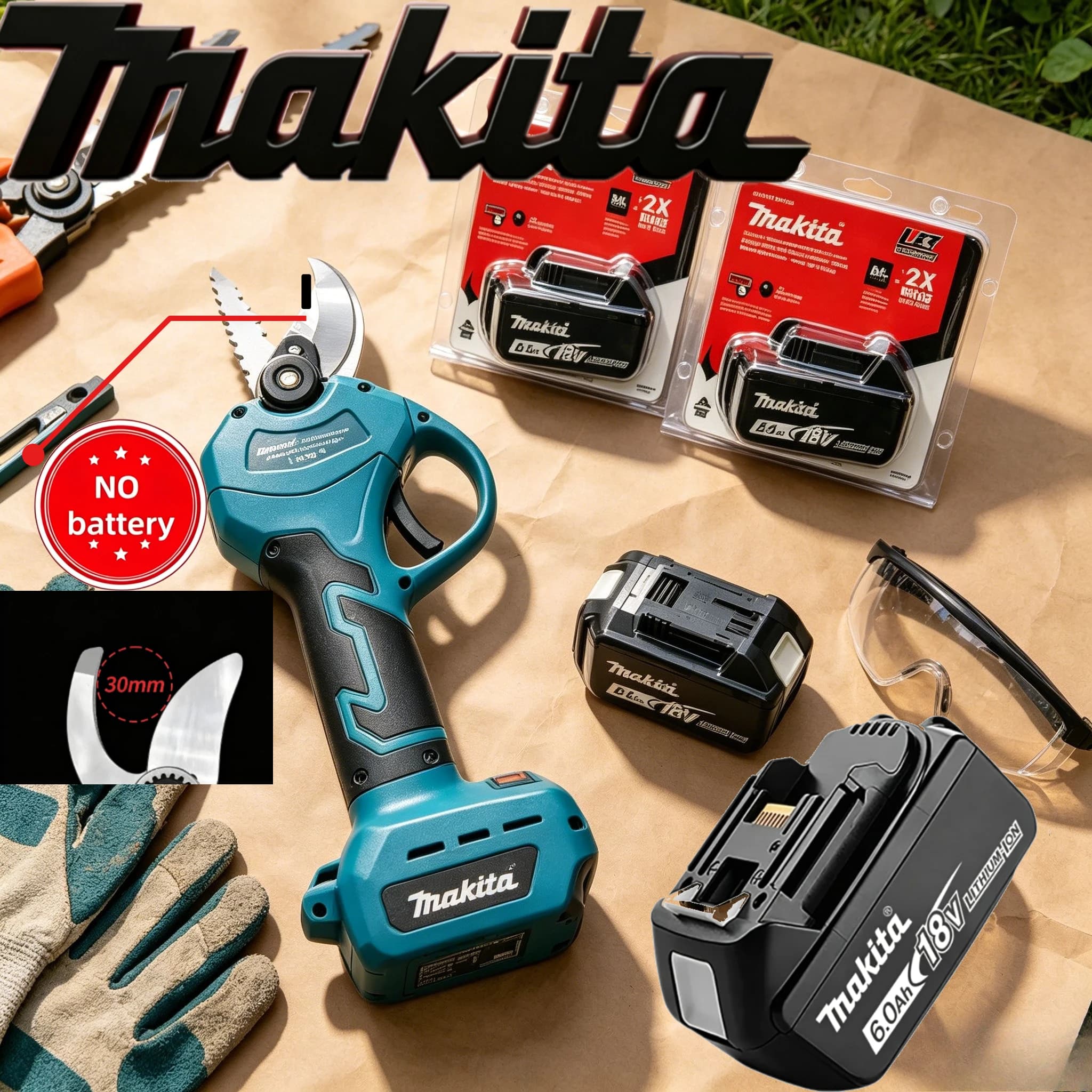 100 %Authentic Original Makita BL1860 Tool Set, complete 18V LXT kit for garden trimming & construction drilling&heat gun