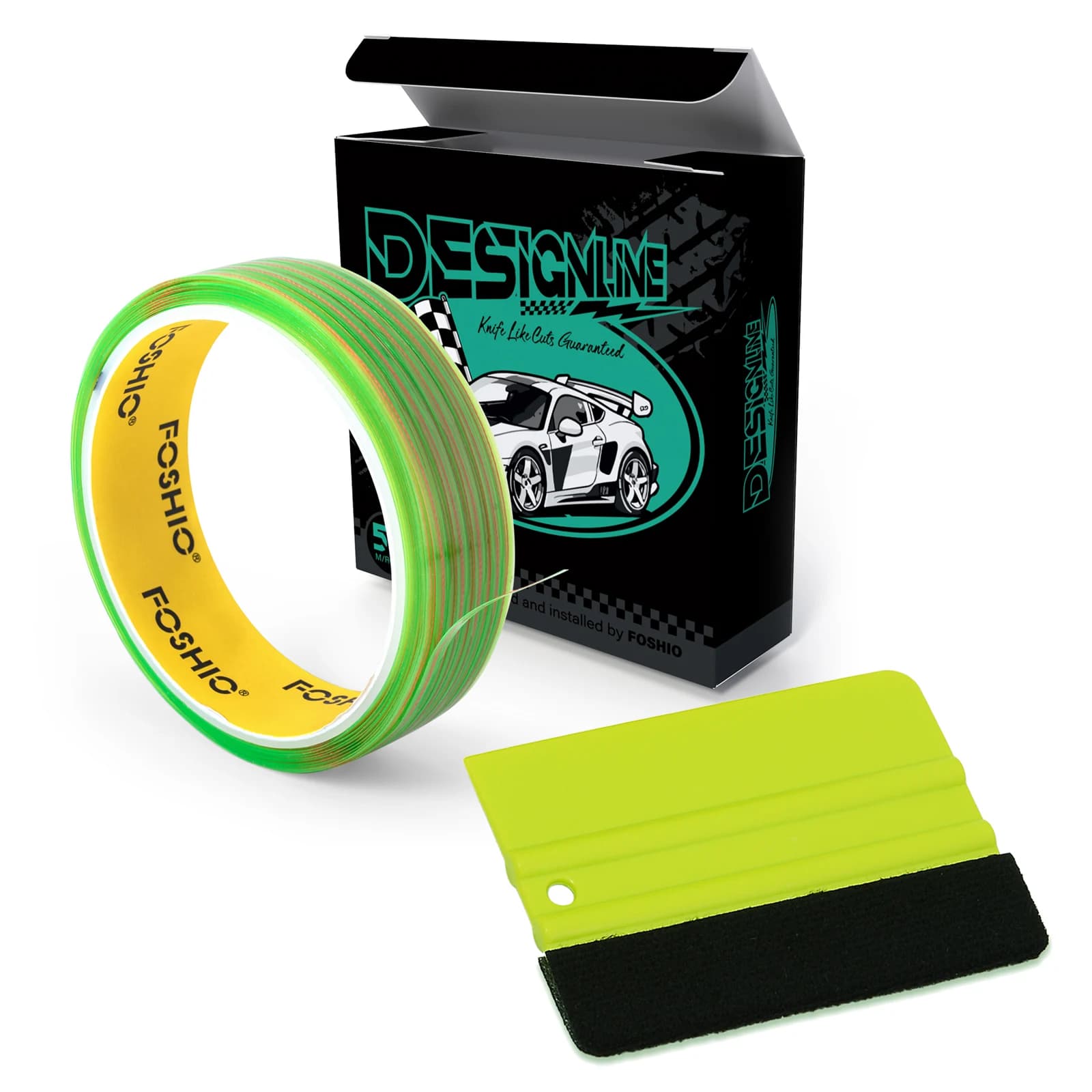 FOSHIO 50M/Rotolo Nastro da taglio senza coltello e raschietto da imballaggio Set di strumenti per tinta per finestre Pellicola in fibra di carbonio Vinile Car Styling Design Line