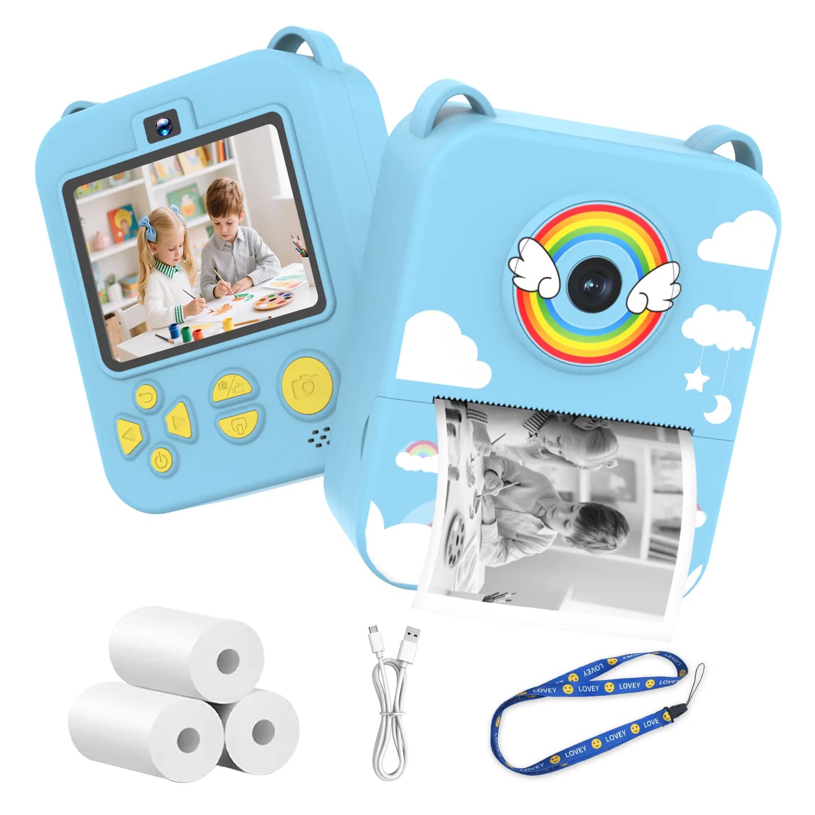 Digital Camera for Children with Instant Printing, Video Recorder, Mini Thermal Printer, Birthday Gift, Unicorn Design