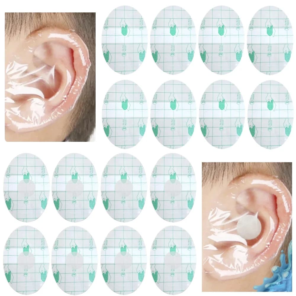 100Pcs Disposable Waterproof Ear Stickers Ear Protector for Kids Adults Swimming Cover Plastic Ear Paste Swimming Cover Caps