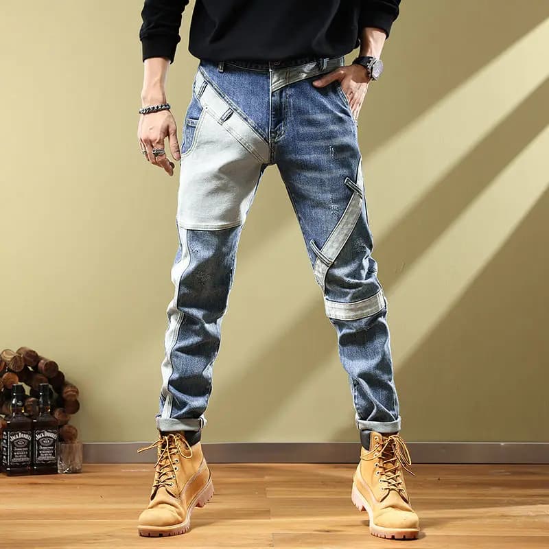 Jeans da uomo Harem affusolato Pantaloni da cowboy da uomo Pantaloni eleganti Slim Fit Boot Cut Lusso Casual Allentato Stretch Harajuku Elastico Xs
