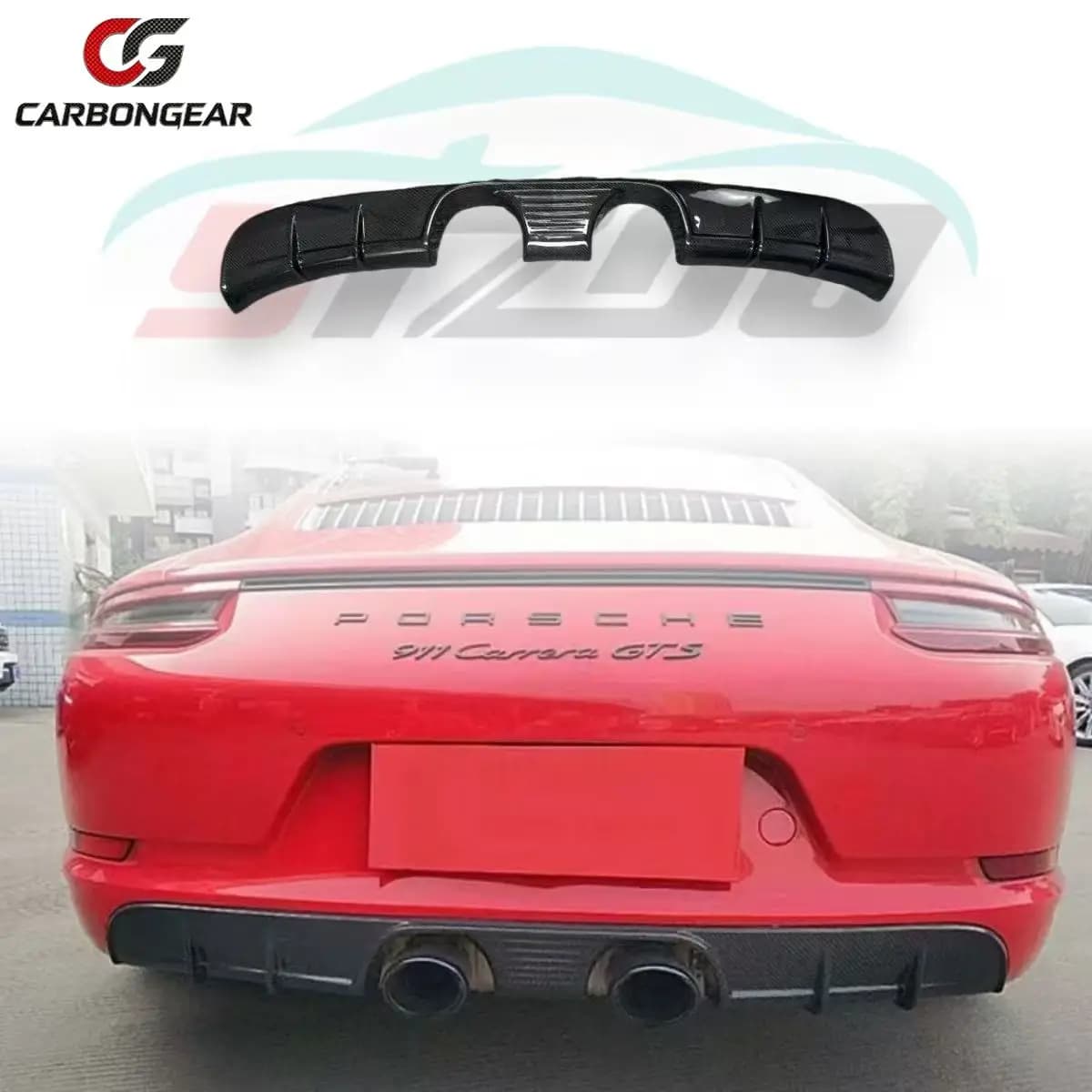 For Porsche Carrera 911 991.2 2015-2018 Car Rear Bumper Lip Diffuser Spoiler Carbon Fiber Parts Upgrade Body kit