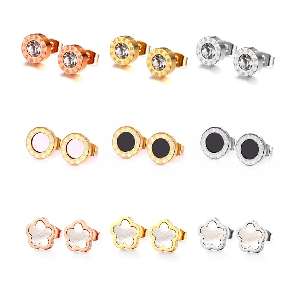 Orecchini a lobo semplici da donna con cristalli, orecchini a lobo classici geometrici rotondi in acciaio inossidabile con zirconia cubica, regalo di gioielleria