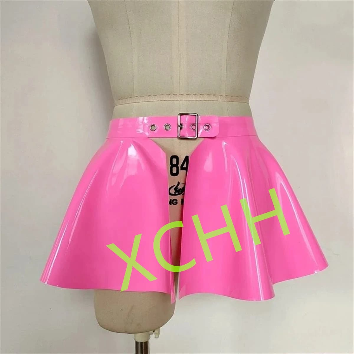Women Latex Pink Skirt Rubber Dress Customize 0.4mm Club Party Wear Halloween Cosplay Costume Custom Made