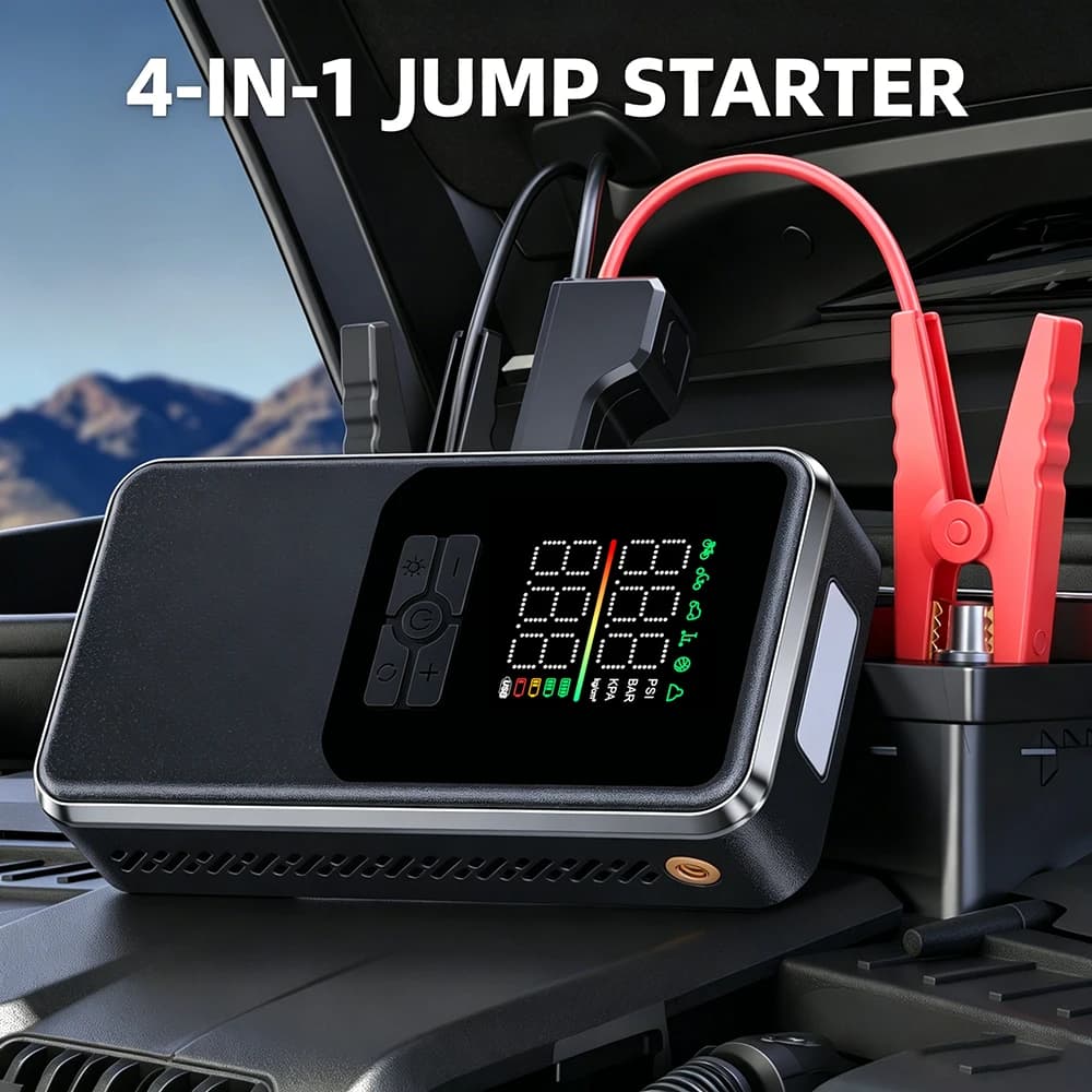 YIJU Car Tire Inflator with Jump Starter 5000A Car Battery Charger for Auto Emergency USB Power Bank LED Light Starting Device