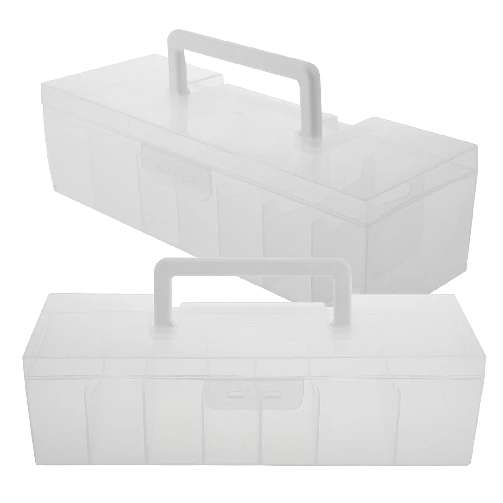 2Pcs Seed Storage Organizer Box Portable Plastic Organizer Clear Compartment Garden Seed Packet Holder Flower Vegetable Storage
