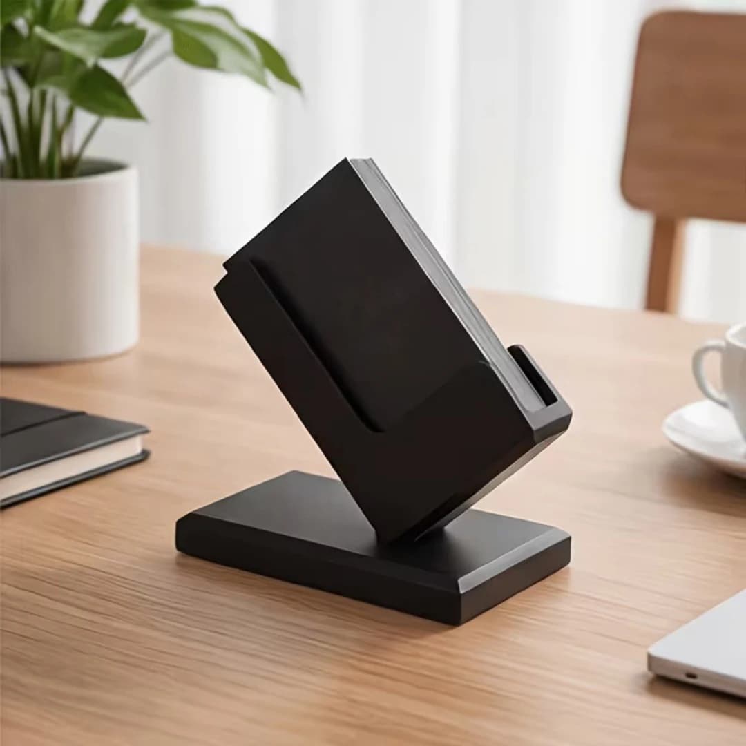 Modern V Shape Business Card Holder Minimalist Desktop Name Card Display Stand Plastic Desk Organizer Office Table Storage Decor