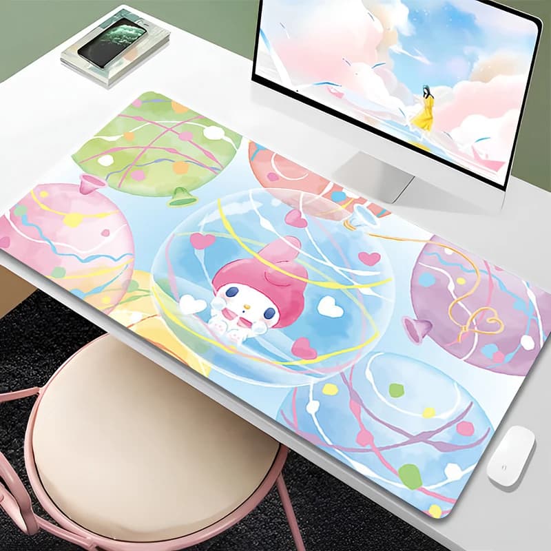 Tappetino per Mouse Grande e Popolare, Accessori da Gaming My Melody, Mousepad in Gomma Naturale Kawaii con Bordo Bianco, Tappetino da Scrivania per Tastiera