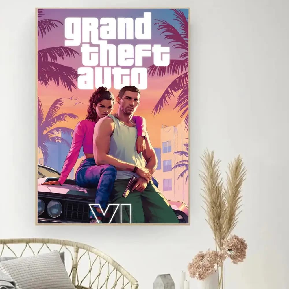 Hot Game G-Gta 6 Painting Calligraphy Poster Print Modern Decor Room Home Decor Canvas Art Pictures Home For Living Room