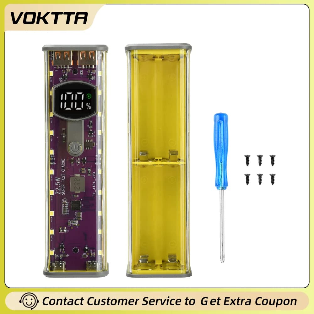 18650 Power Bank Case DIY Kit Transparent 8 Cell Welded Case With Voltage Adjustment Multi-Protection Mini UPS