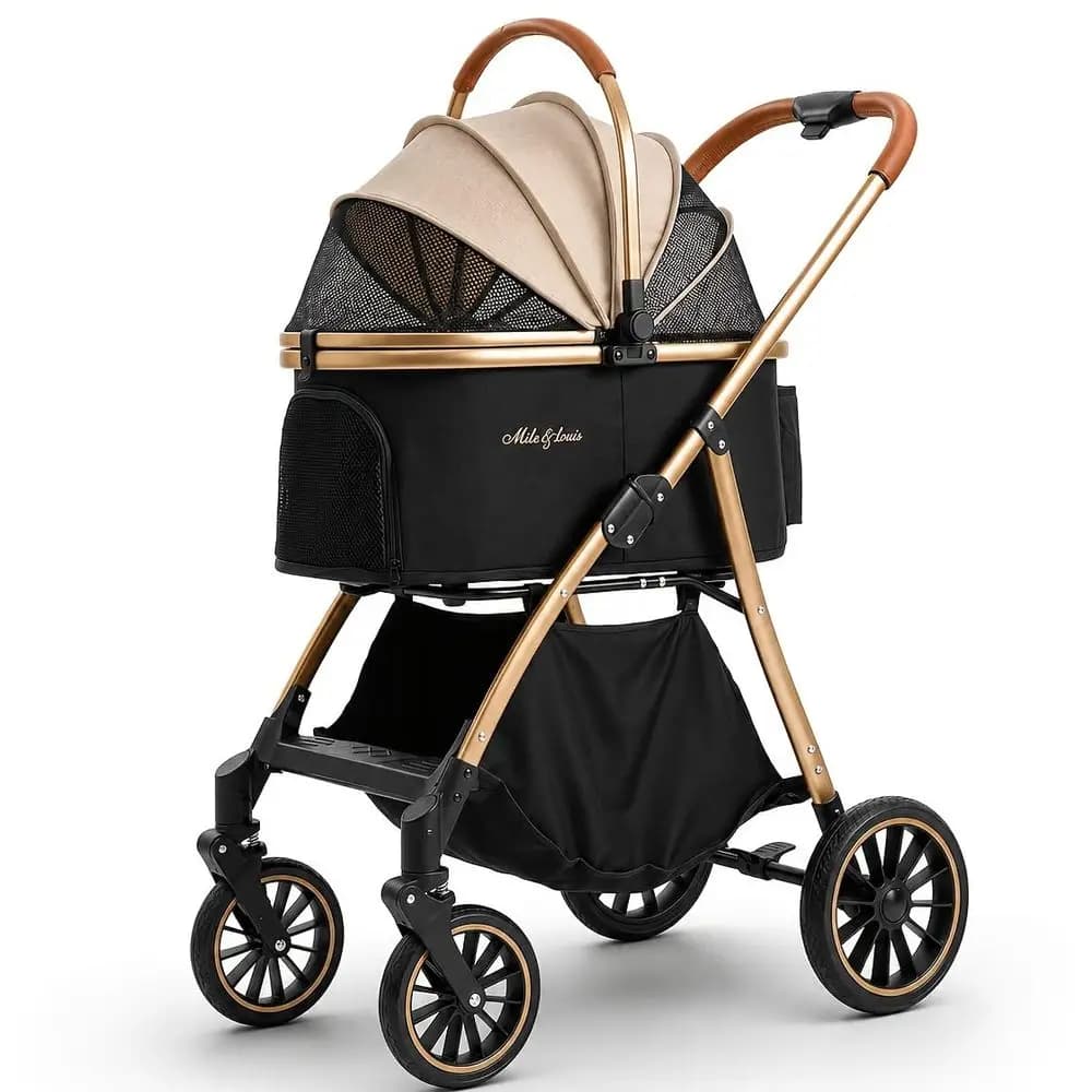 Dog Stroller, 24 Pet Cradle, Large PU Wear-Resistant Wheels, Cat Stroller or Small & Medium 55 lbs, Lightweight Pet Stroller, De