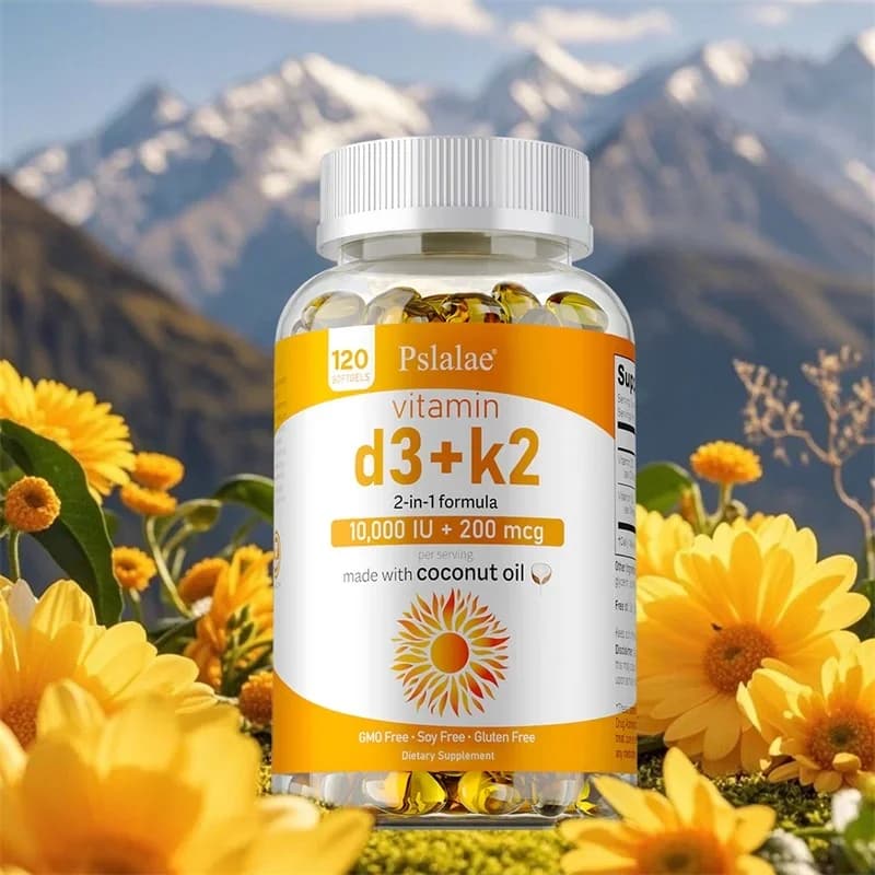 Vitamin D3+K2 supplement: supports joint, bone and immune health, non-GMO formula, vitamin D complex and easy swallow K