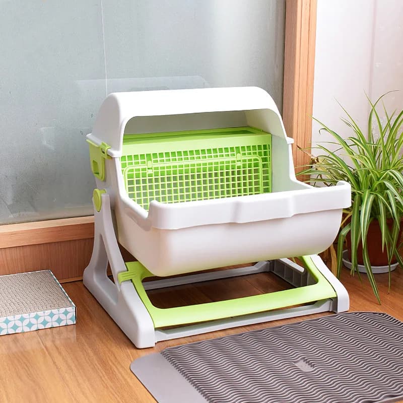 Lettiera Automatica Autopulente per Gatti Grande, Senza Spazzole, Anti-Schizzi, Controllo Odori, Facile da Pulire, Toilette Coperta per Gatti da Interno
