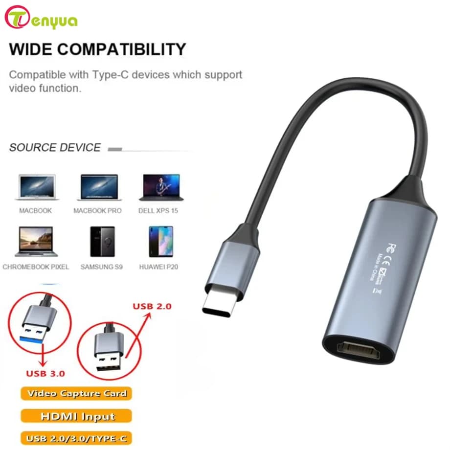 USB 3.0 compatible USB/type-c adapter to HD Grabber game Record ms2130 for live cable Switch Xbox PC Xiaomi
