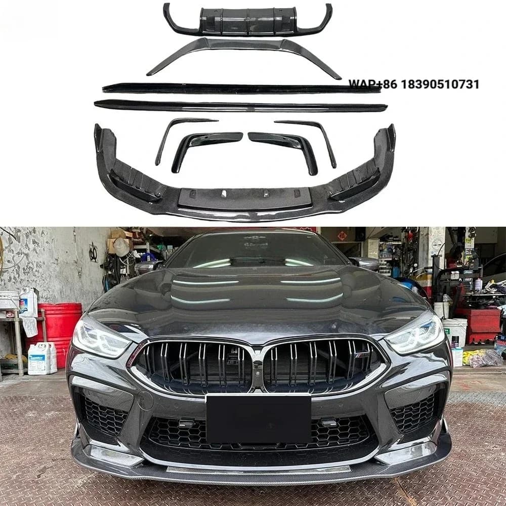 M8 V Style Carbon Fiber Front Lip Splitter Rear Diffuser Side Skirt For 8 Series F91 F92 F93 Bumper Spoiler Air Vent Bodykit