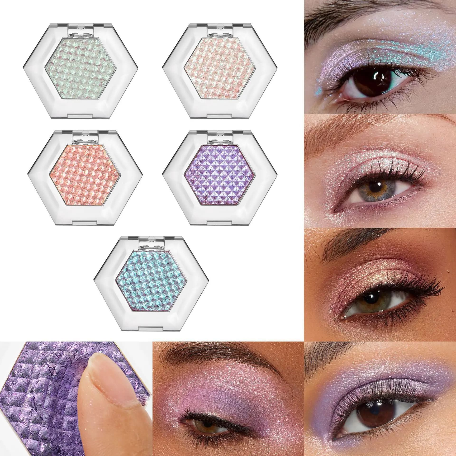 5 Colors Chameleon Glitter Eyeshadow Cream Iridescent Shimmer Potato Mud Eye Shadow Long Lasting Waterproof Makeup