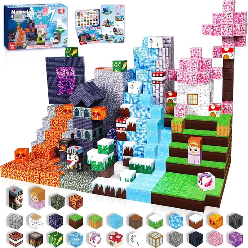 150 pezzi di blocchi di piastrelle magnetiche, giocattoli educativi STEM per bambini, giocattoli creativi da costruzione per ragazzi e ragazze, regalo di Halloween