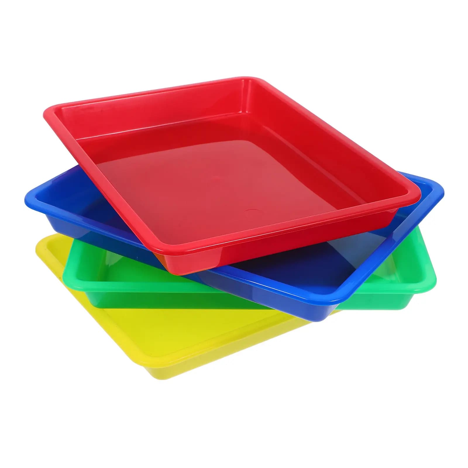 4Pcs Vibrant Plastic Storage Tray Set for Kindergarten Teachers Sorting Stationery Art Materials Portable Compact Trays for