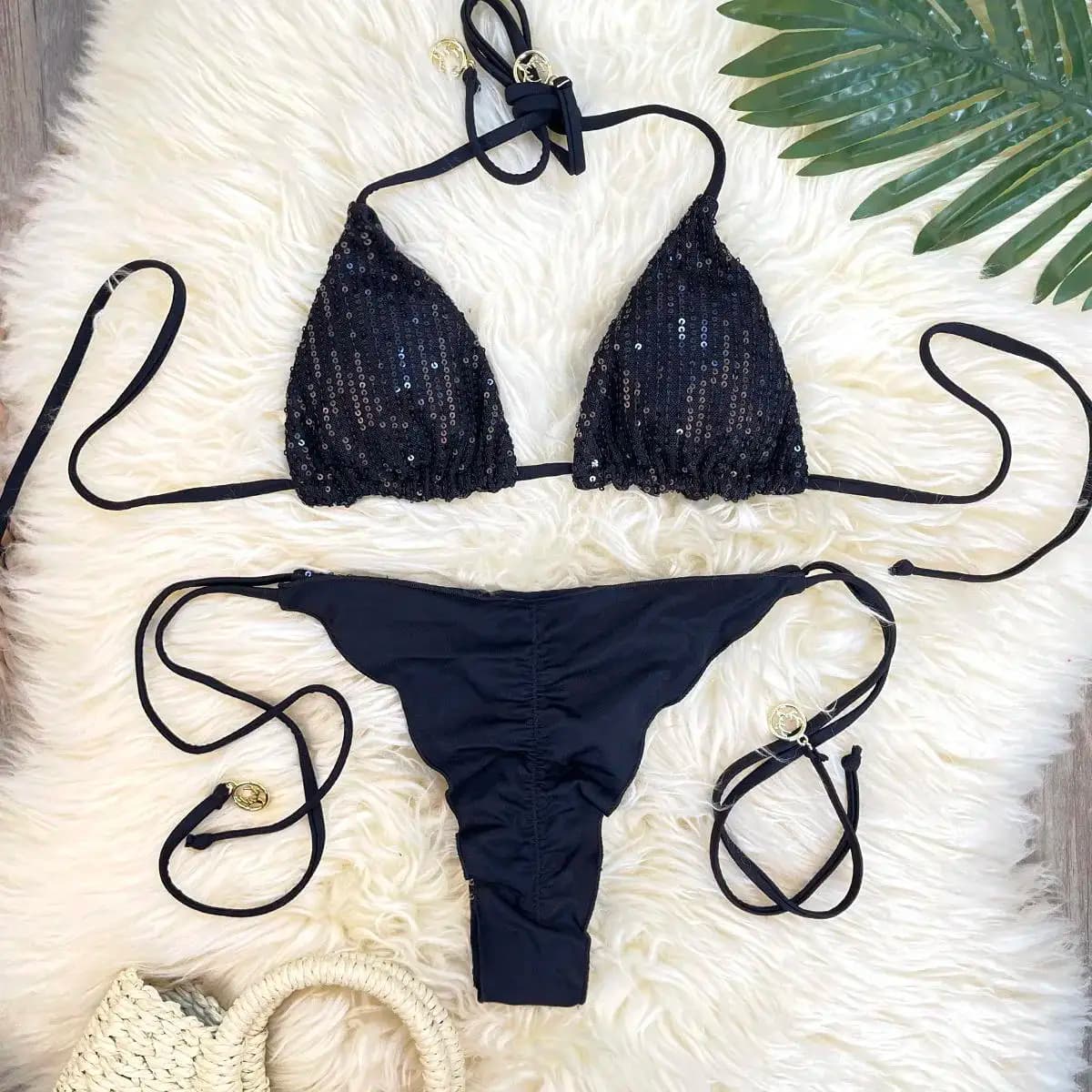 2025 Bikini lucido Costume da bagno donna sexy Bandeau Biquini Push Up Costumi da bagno Donna Costumi da bagno con diamanti Body floreale Beachwear