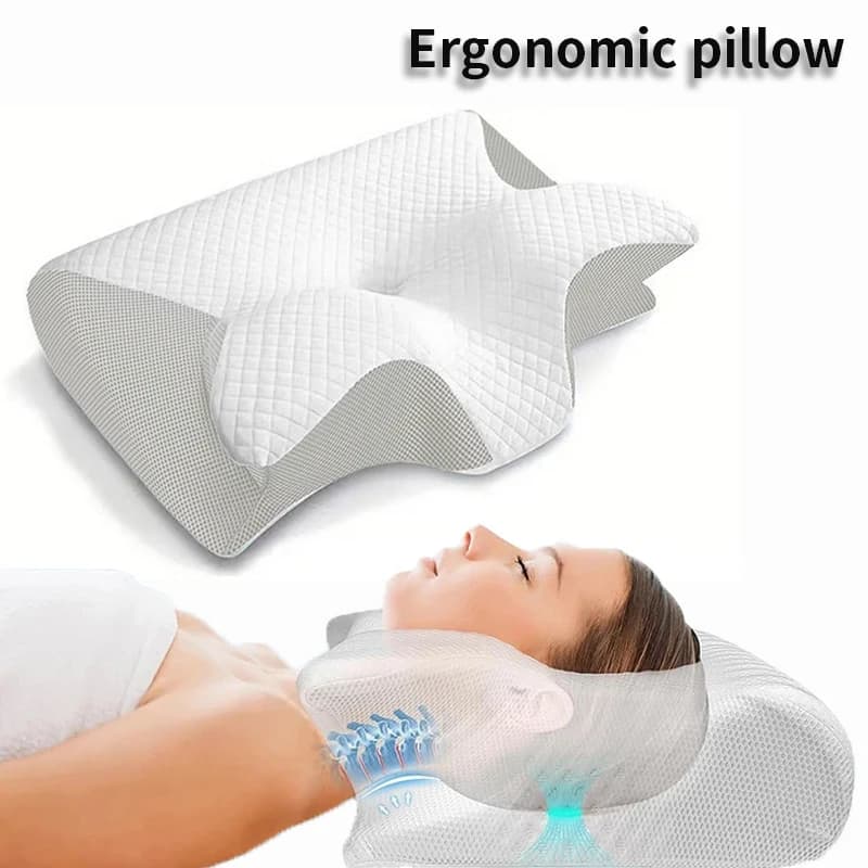 2 in 1 Ergonomic Memory Foam pillow Help Sleep,Protect The Neck Cervical Orthopedic Travel Neck Pillow For Sleeping For Home