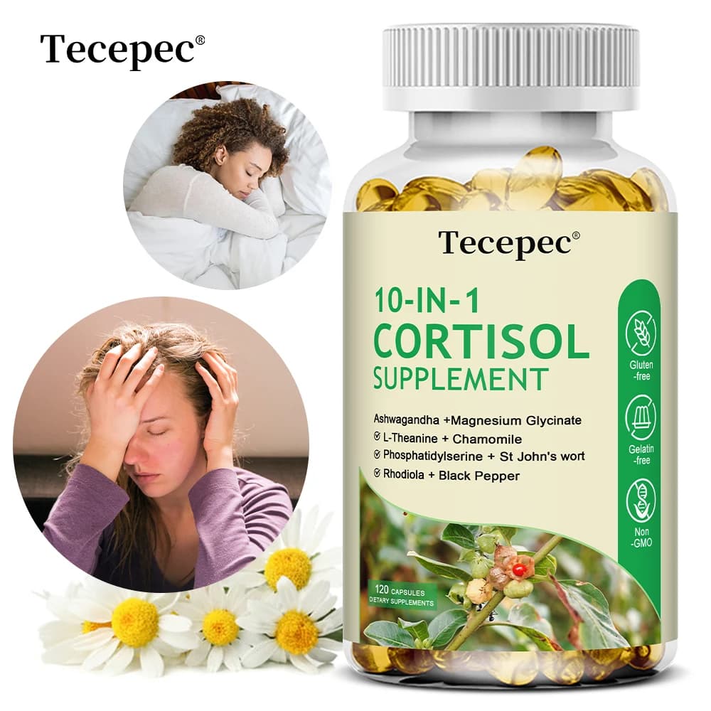 Supplements of Cortisolo with Magnesium, Ashwagandha, Camomilla, L-Teanina, Vitamin C and D3, for Reduction of Stress, Relax and Deep Sleep