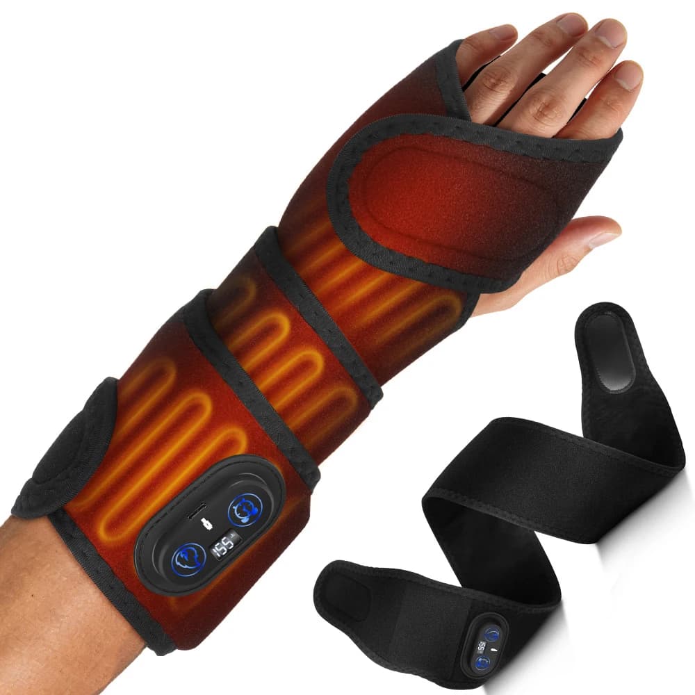 Fascia Riscaldante Elettrica per Polso con 3 Temperature Regolabili, Ampia Area Termica, Massaggiatore per Collo, Braccio, Polpaccio, Polso, Cuscinetti per Rilassamento Muscolare