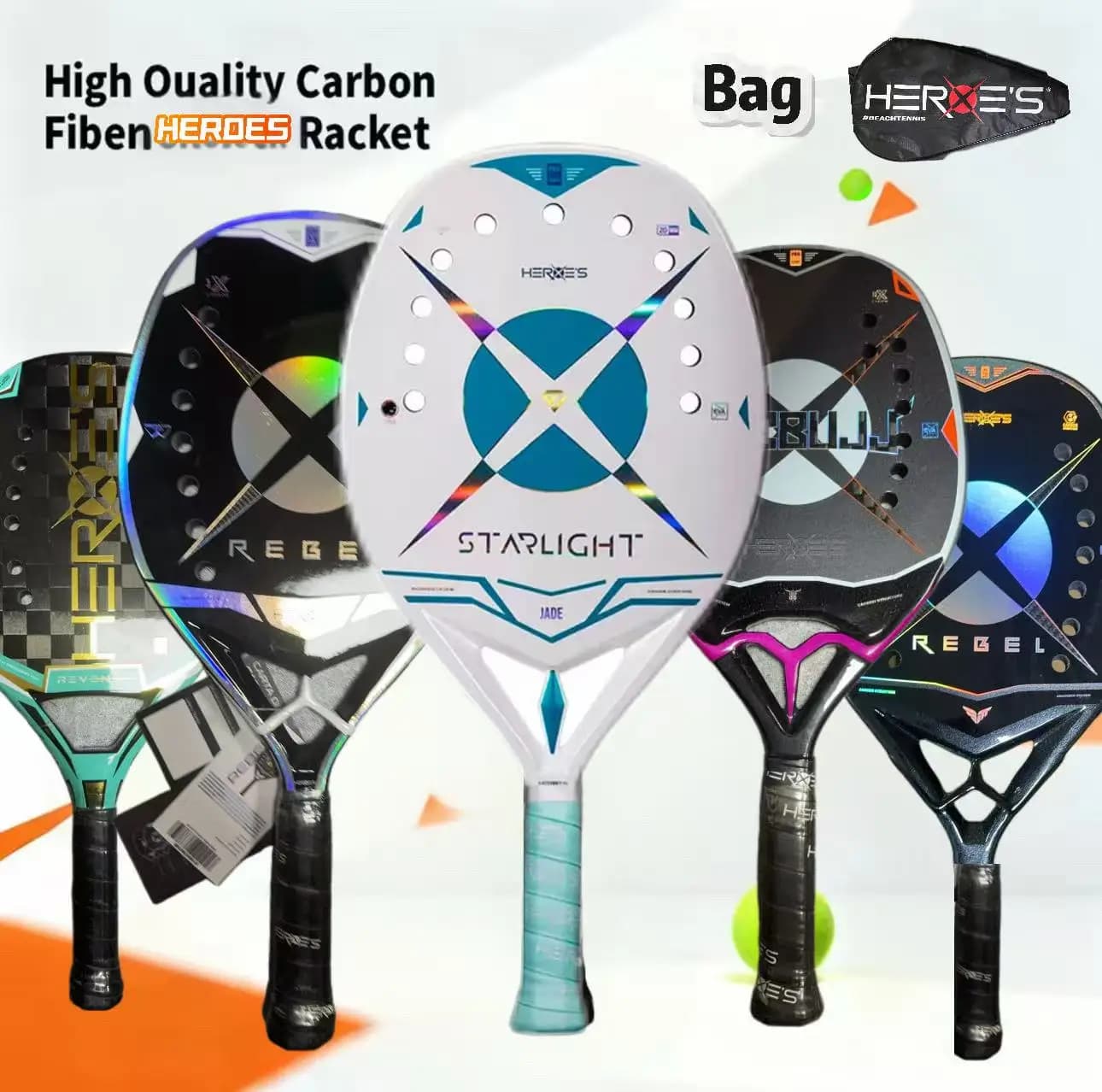 2026 Top Brand Heroes Beach Tennis Racket Power STARLIGHTTHE RUBY BULL REBEL REVENGE Full Carbon Fiber Racchette Beach Tennis