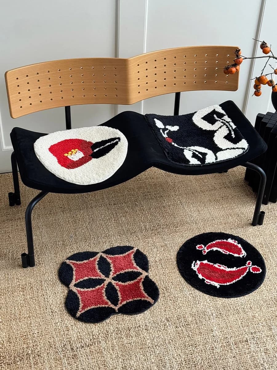 Non-Slip Flocking Chair Pad MO MO'S TALK Red Celebration Square Cushion for Extended Sitting Dining Chair Pad Home Decor