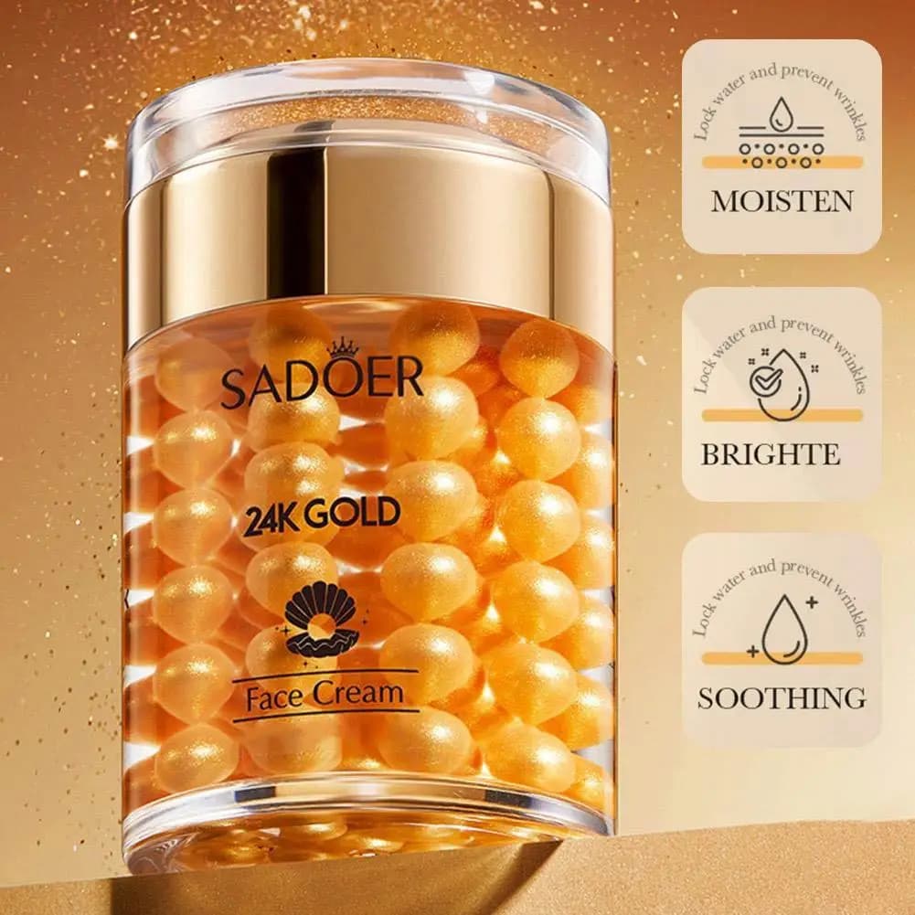 Moisturizing Cream for Face 24K Gold Pearl Collagen Whitening Mask for Sleeping Anti-wrinkles Hydrating Satin Skin Care