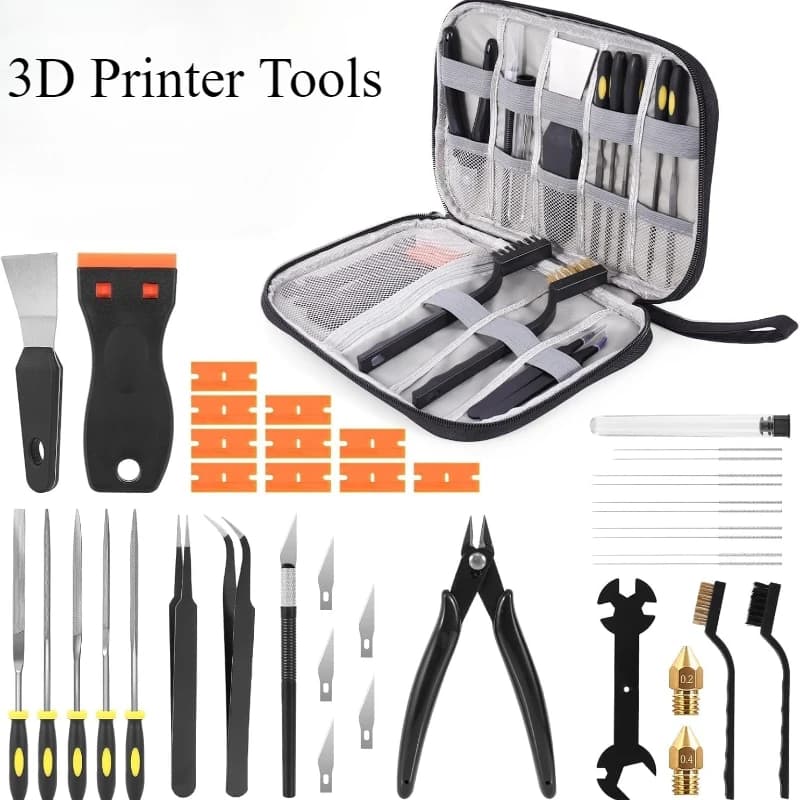 Kit di strumenti per stampante 3D da 34 pezzi per tutte le stampanti FDM/SLA Pulizia Finitura Cutt Accessori per stampante 3D fai da te