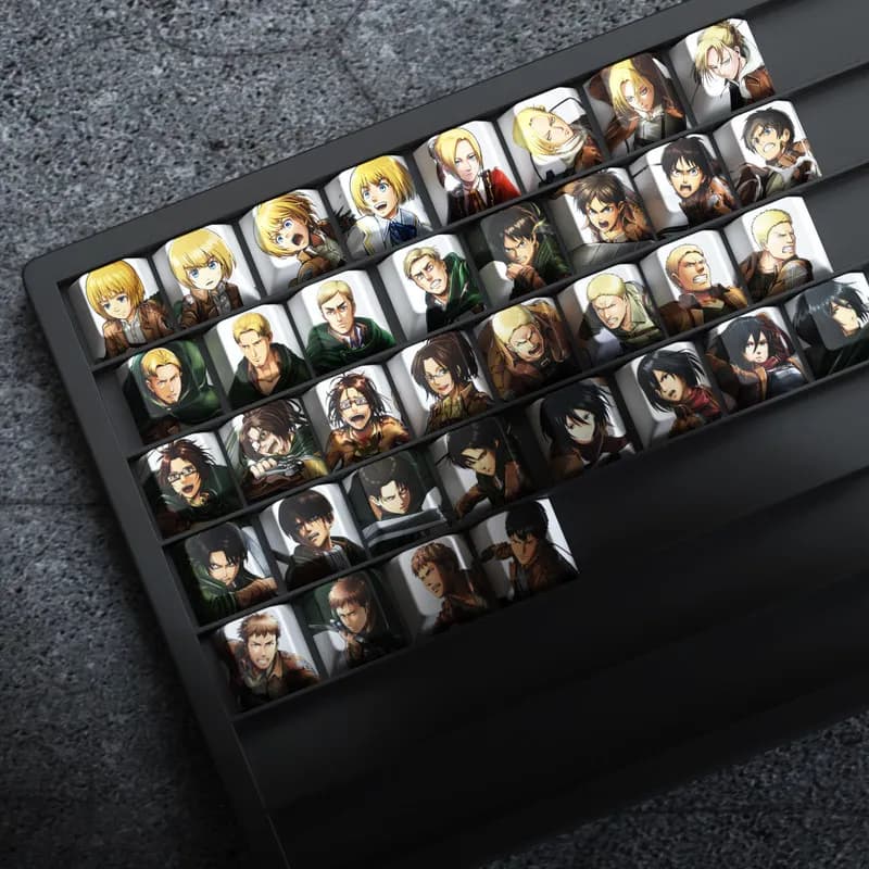 Keycaps a tema Attacking Giants, altezza originale di fabbrica, in PBT, per tastiera meccanica, tastiera da gioco per PC, collezione, regali, keycap personalizzato