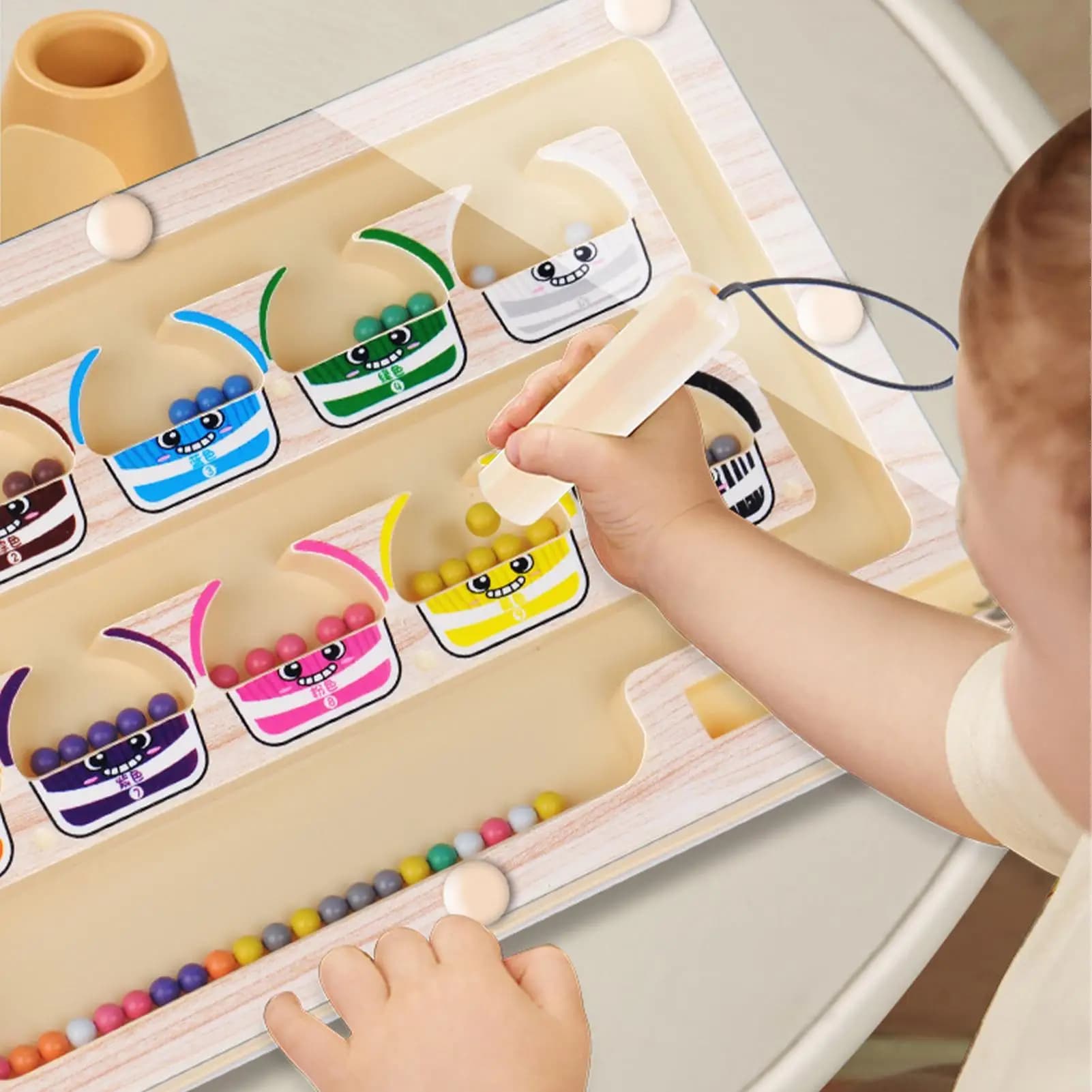 Montessori Magnetico Colore Ordinamento Labirinto Numero Labirinto Giocattoli Puzzle in legno Scheda attività Giocattoli motrici fini per i più piccoli Ragazzi Ragazze