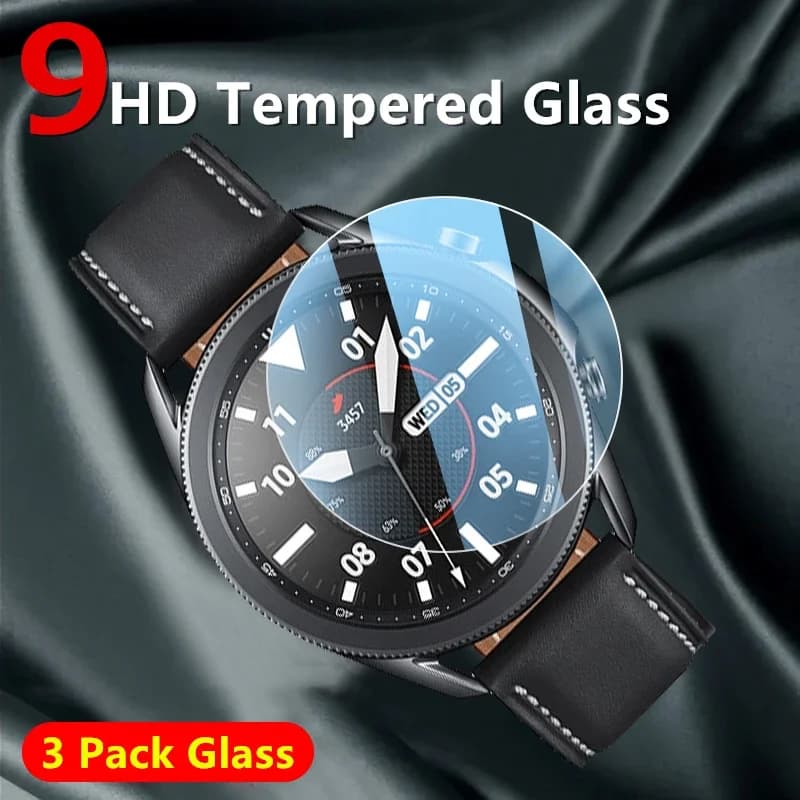 Confezione da 3 vetro temperato per Samsung Galaxy Watch 3 45mm 41mm Galaxy Watch 4 Protezione schermo classica antigraffio senza bolle
