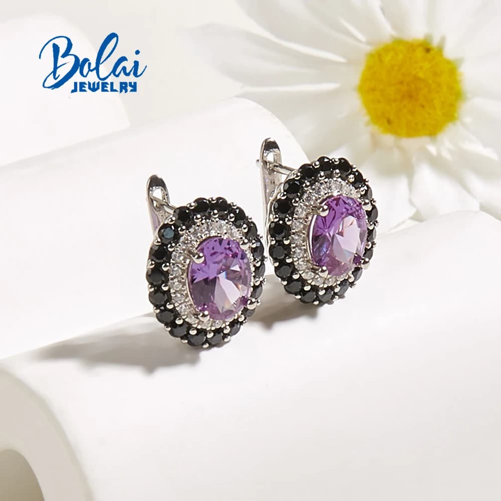Orecchini Nano Alexander con pietre preziose che cambiano colore dal design meraviglioso, gioielli di lusso leggeri in argento S925 da donna