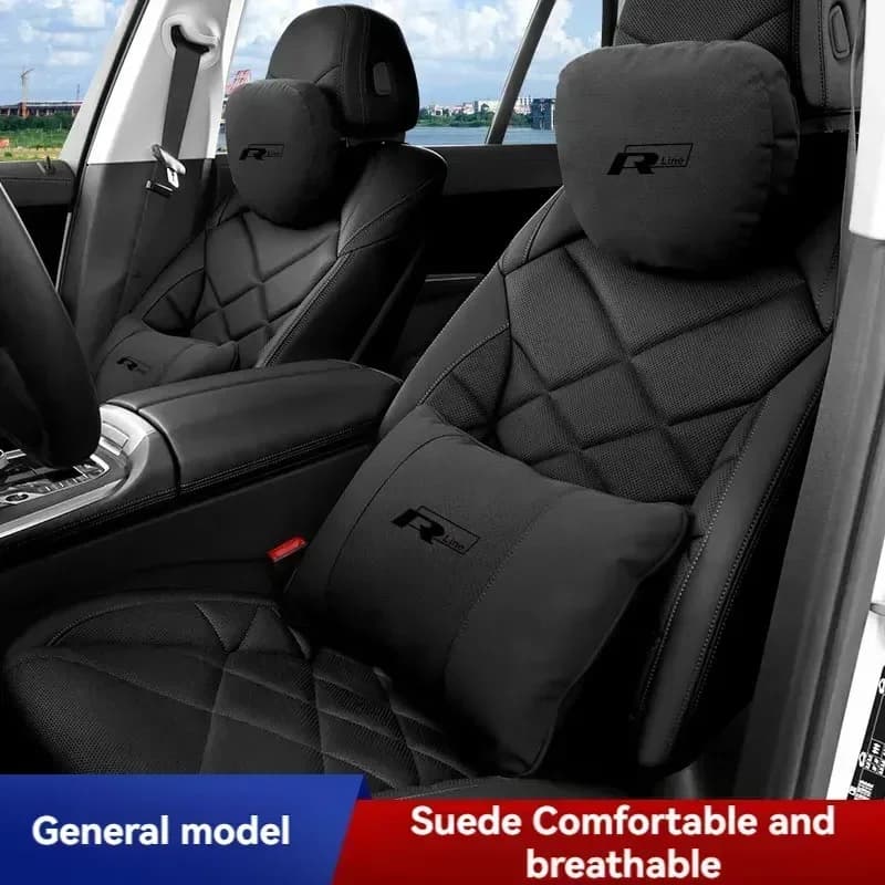 Cuscino Poggiatesta e Supporto Lombare Regolabile per Auto con Logo VW Volkswagen Rline