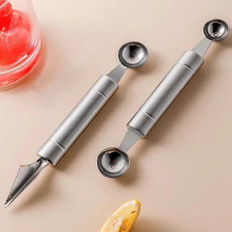 2 pieces stainless steel spoon fruit dig watermelon ball spoon fruit cutting knife ice cream ball stackable blade ball kitchen spoon