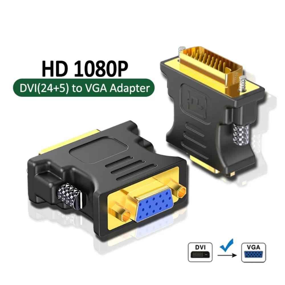 Adattatore DVI a VGA DVI-I Maschio 24 + 5 pin a VGA Femmina Convertitore adattatore Convertitore scheda grafica video 1080P per proiettore PC HDTV