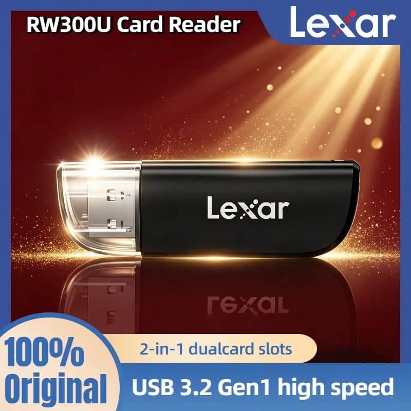 Cards Reader Lexar Micro sd Card Reader 2 in 1 Dual Card Slot USB3.2 Gen1 High Speed Read TF/SD Memory Card RW300U