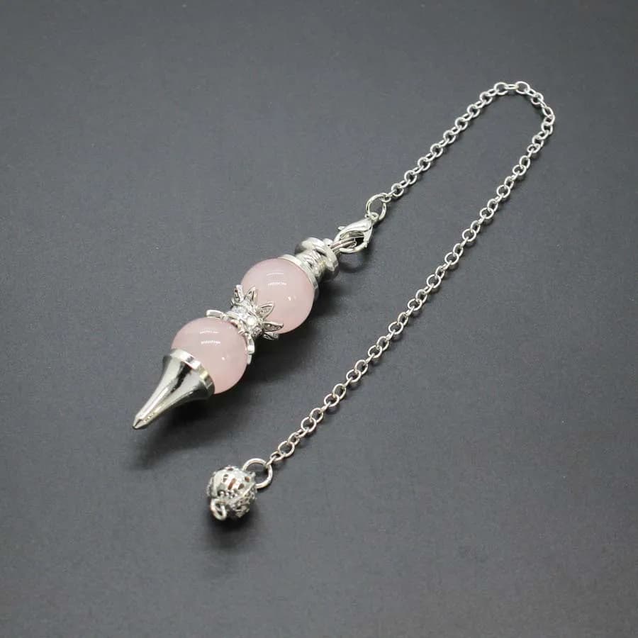 Pendoli con perline di cristallo rotonde per divinazione, cristalli curativi naturali, quarzo, agata, pendolo Reiki, ciondolo pendolo.