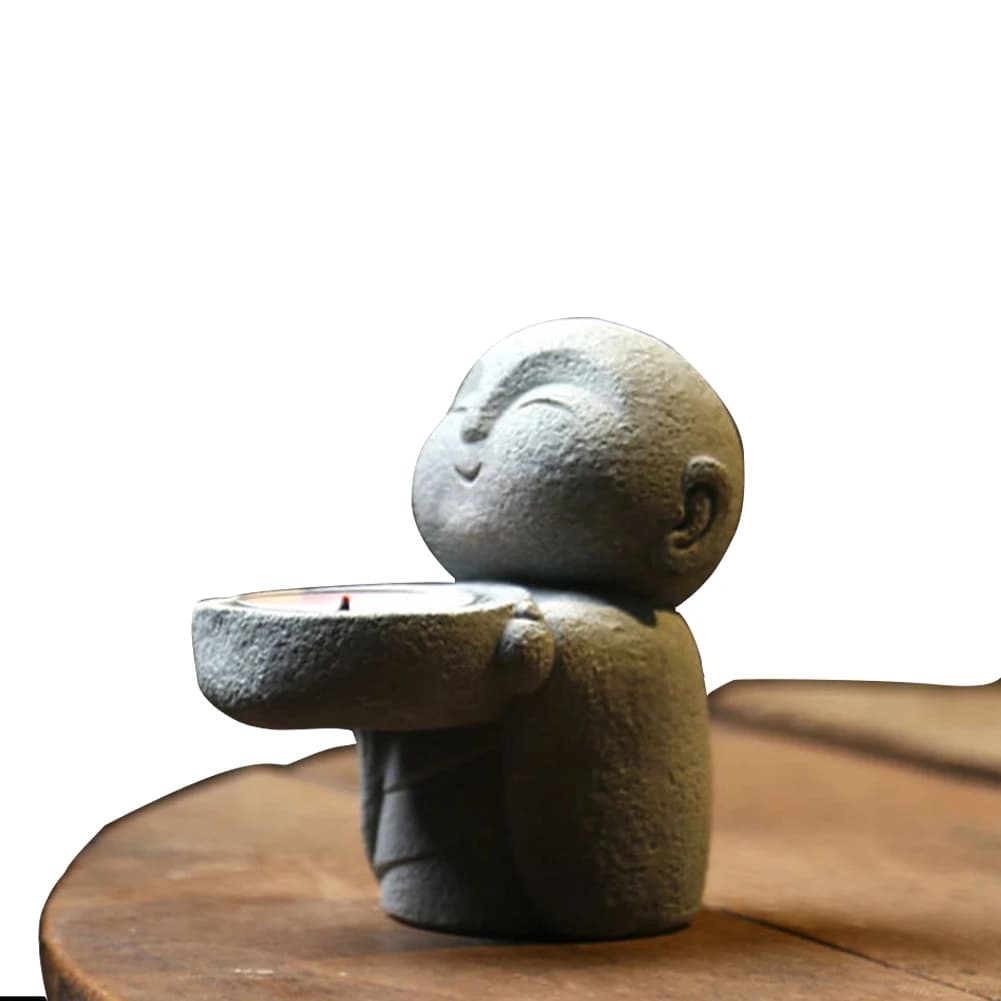 Sculture di Buddha Portacandele Scultura in preghiera Ornamento Carino Tea Light Figurina di Buddha Candeliere Decorazioni cinesi per la casa