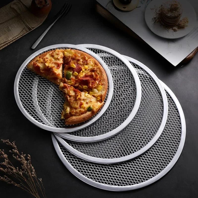 Non stick Pizza Screen Pan Baking Tray New Aluminum Metal Net Bakeware Kitchen Tools Pizza pan peel pizza stone cocina