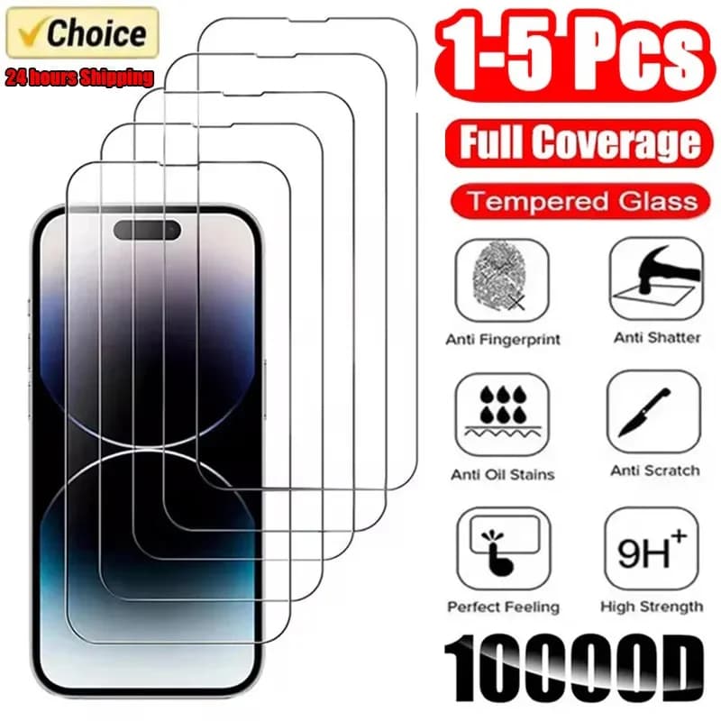 1-5 Pezzi Pellicola Protettiva in Vetro Temperato per iPhone X XS XR 11 12 13 14 15 16 17 Pro Max Mini Plus Alr SE 3a Gen