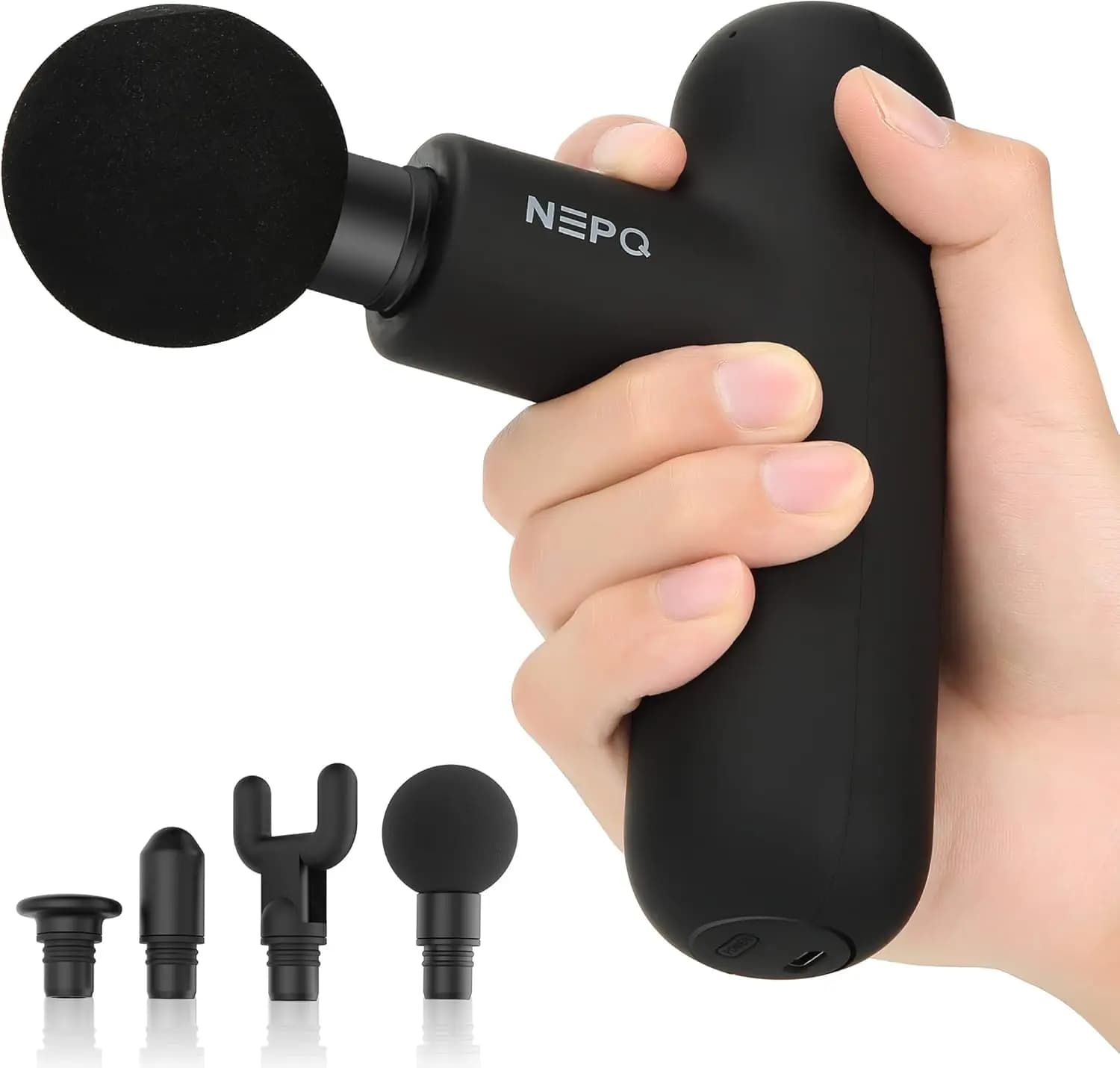 Mini Pistola per Massaggio, Massaggiatore Muscolare a Percussione Profonda con 4 Testine, Strumento Portatile Ricaricabile per Alleviare il Dolore